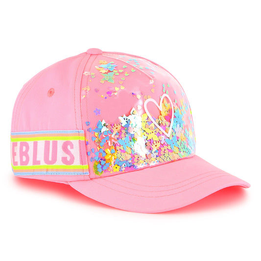 Billieblush Girls Pink Hearts and Flowers Baseball Style Cap