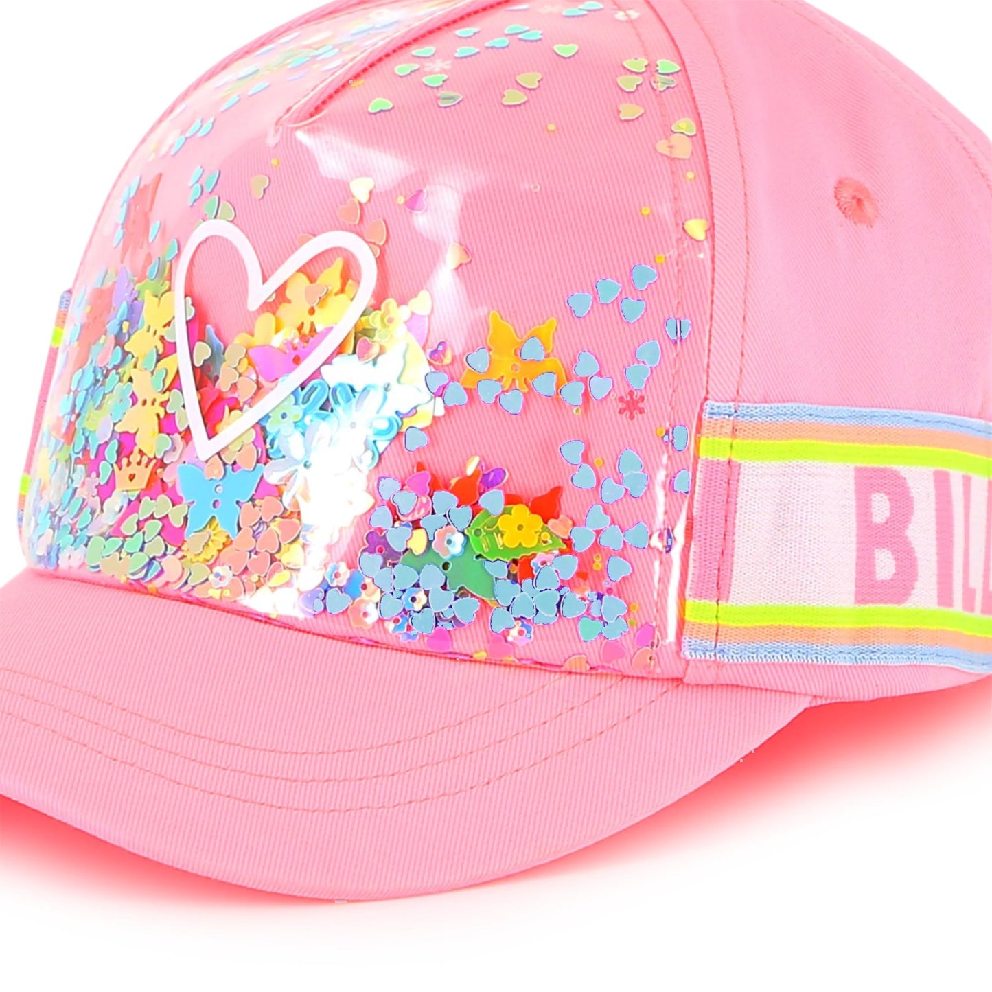 Billieblush Girls Pink Hearts and Flowers Baseball Style Cap