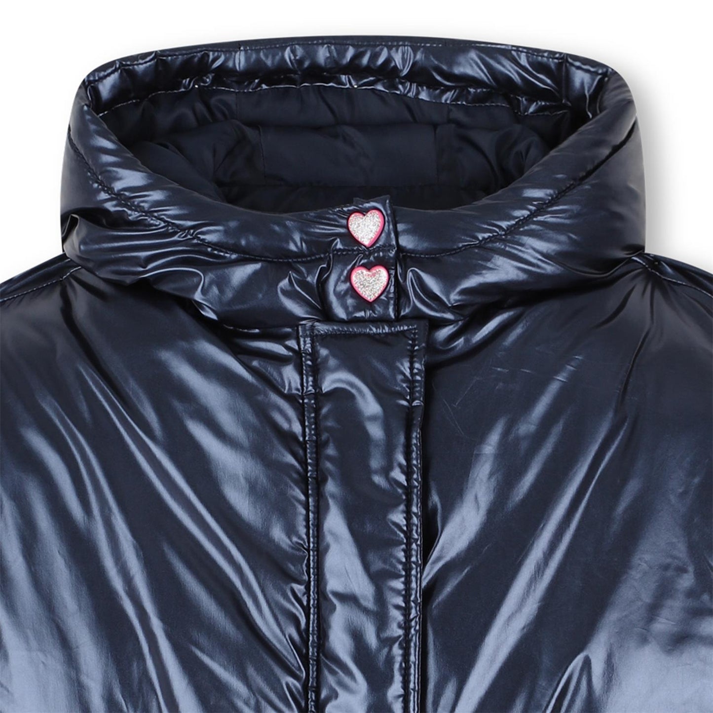 Billieblush Girls Navy Puffer Jacket with Heart Buttons