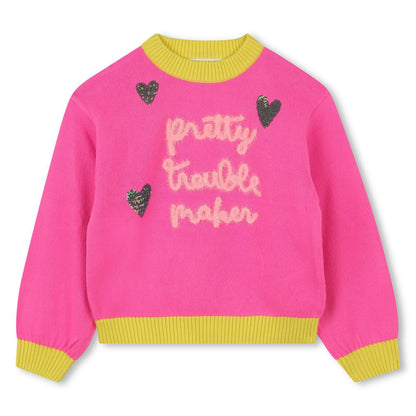 Billieblush Pink & Yellow Pretty Trouble Maker Jumper