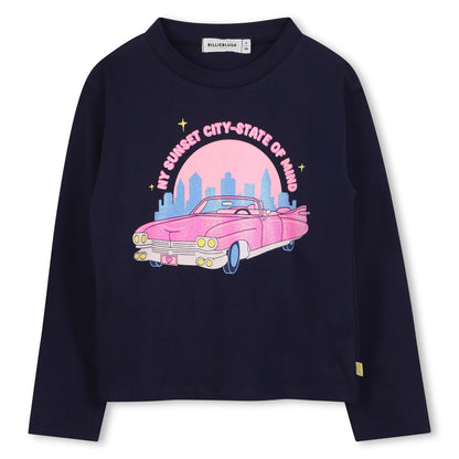 Billieblush Girls Navy & Pink NY Sunset Longsleeve Top