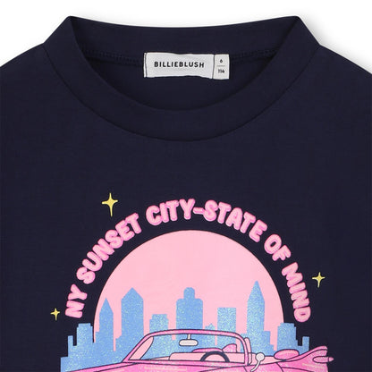 Billieblush Girls Navy & Pink NY Sunset Longsleeve Top