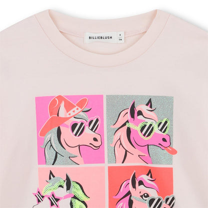 Billieblush Girls Pink Long sleeve Top With Horses