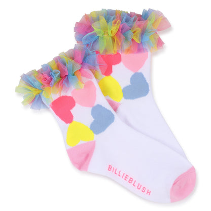 Billieblush Socks With Multicolour Hearts and Frill
