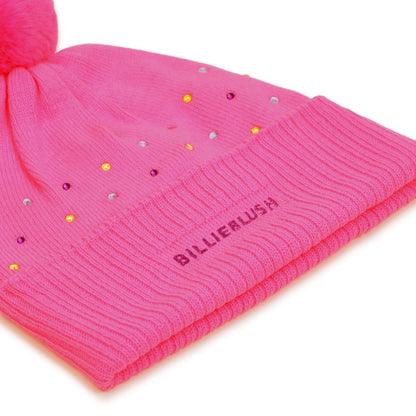 Billieblush Girls Pink Pull on Bobble Hat
