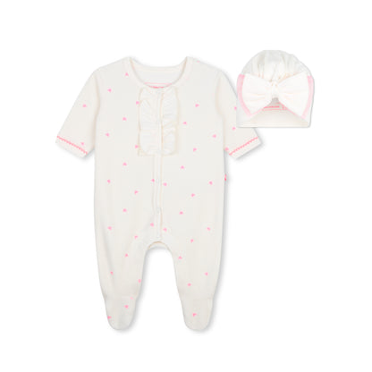 Billieblush Baby Girls Ivory Baby Grow and Pull on Hat