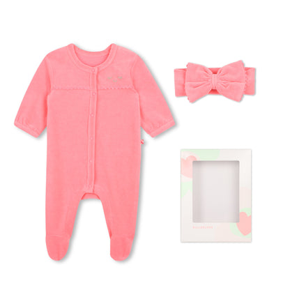 Billieblush Baby Girls Fuschia Babygrow Set with Headband and Box
