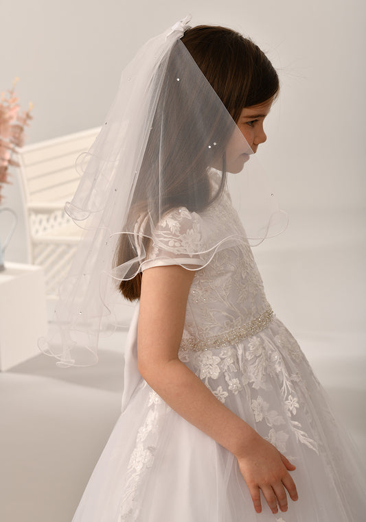 Sweetiepie Holy Communion Tulle Veil with Beadwork