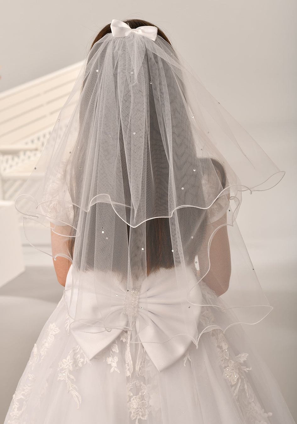 Sweetiepie Holy Communion Tulle Veil with Beadwork