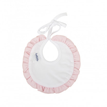 Babidu Baby Girls 100% Cotton Pink Bib With Frills