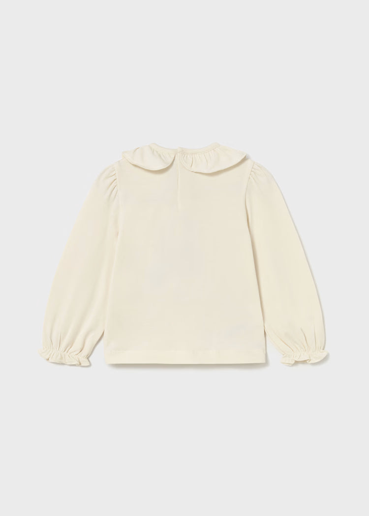 Mayoral Baby Girls Long Sleeve Cream Top with Doll Design