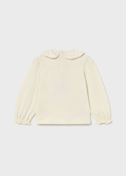 Mayoral Baby Girls Long Sleeve Cream Top with Doll Design