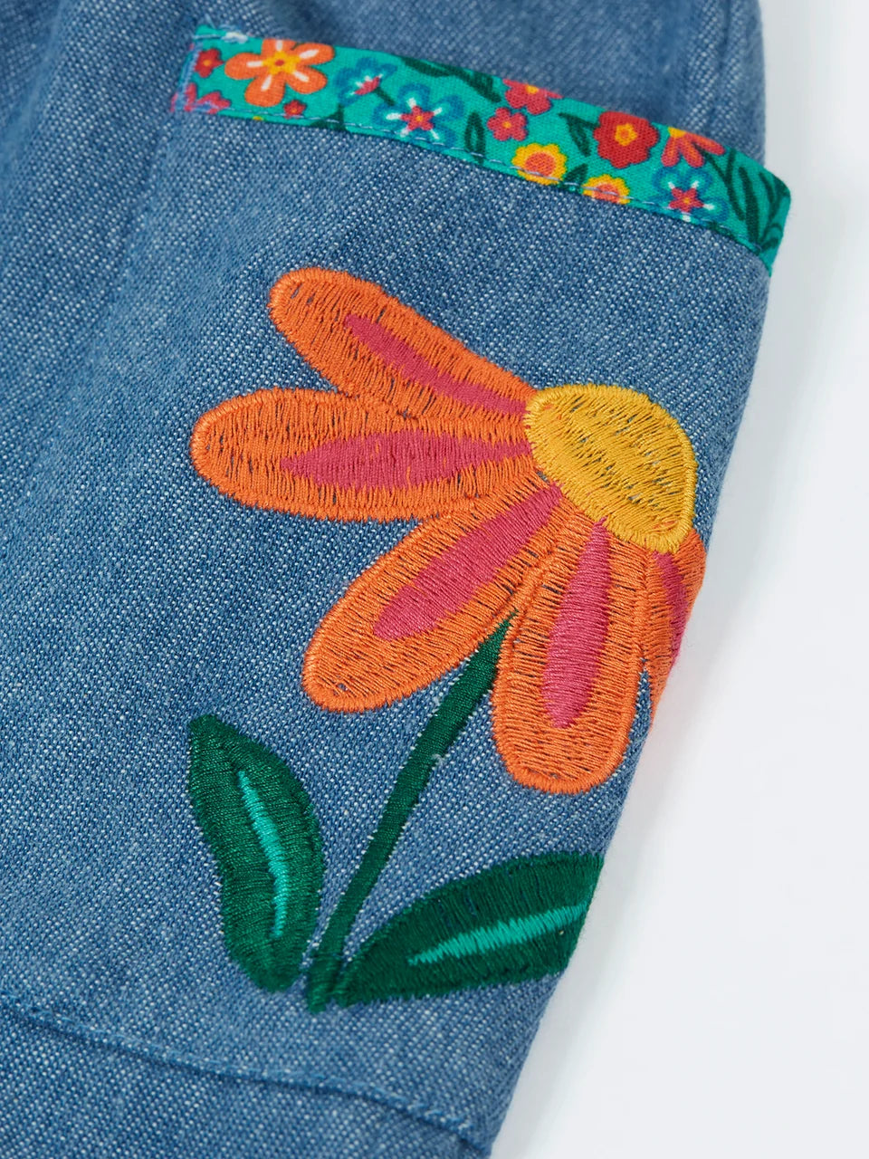 Frugi Girls Selena Wildflower Denim Skirt