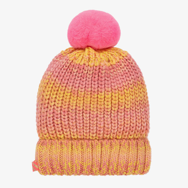 Billieblush Pink & Yellow Knitted Pom-Pom Hat