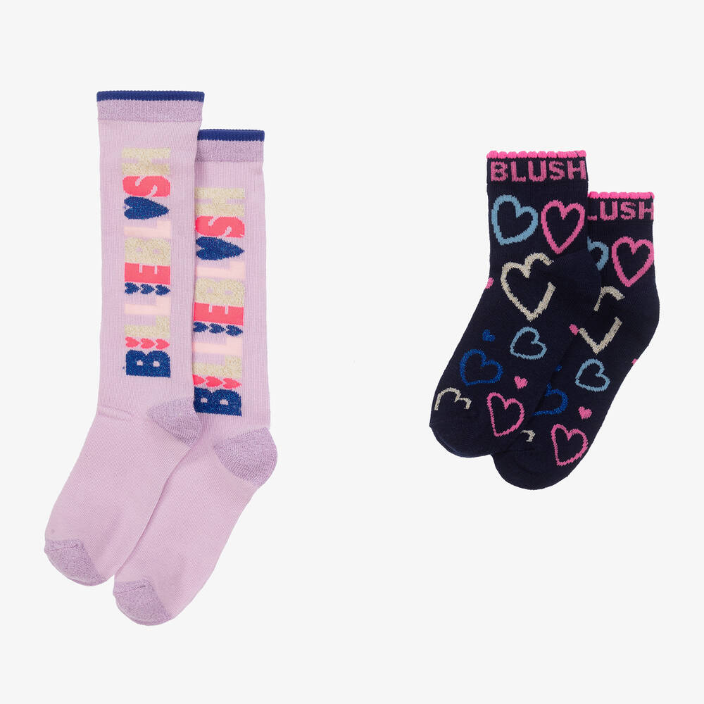 Billieblush Navy & Purple Glitter Socks Twin Pack