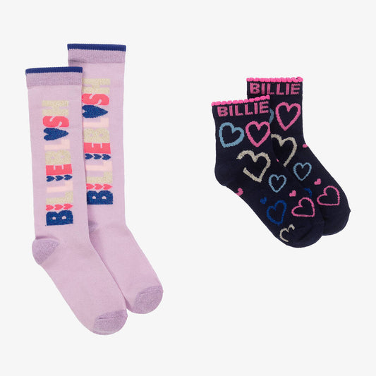 Billieblush Navy & Purple Glitter Socks Twin Pack