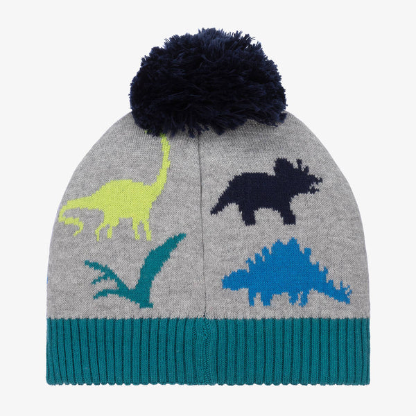 Boboli Boys Grey Cotton Knit Dinosaur Hat