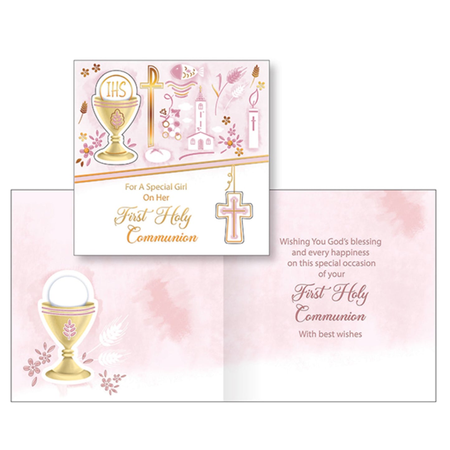 3D Special Girl First Holy Communion Card