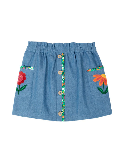 Frugi Girls Selena Wildflower Denim Skirt