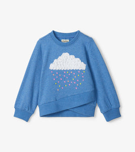 Hatley Girls Blue Cotton Heart Cloud Sweatshirt