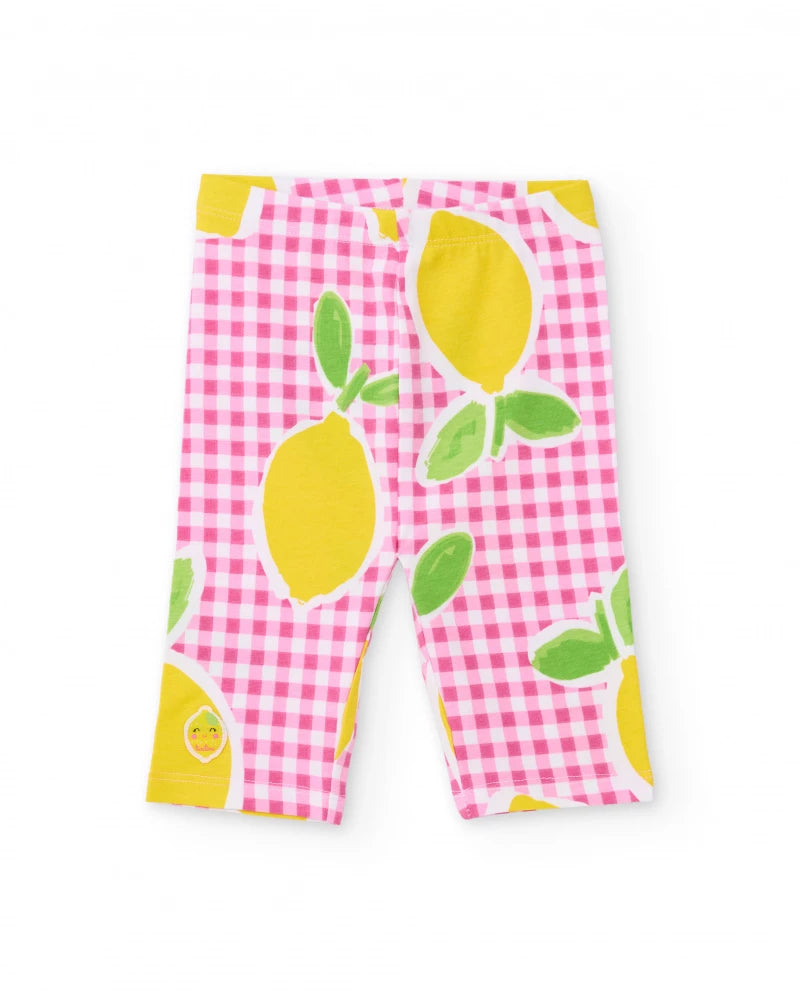 Tuc Tuc Girls Jersey Capri Leggings with Gingham Background