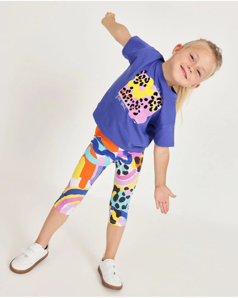 Tuc Tuc Girls T-Shirt and Leggings Set with Abstract Print