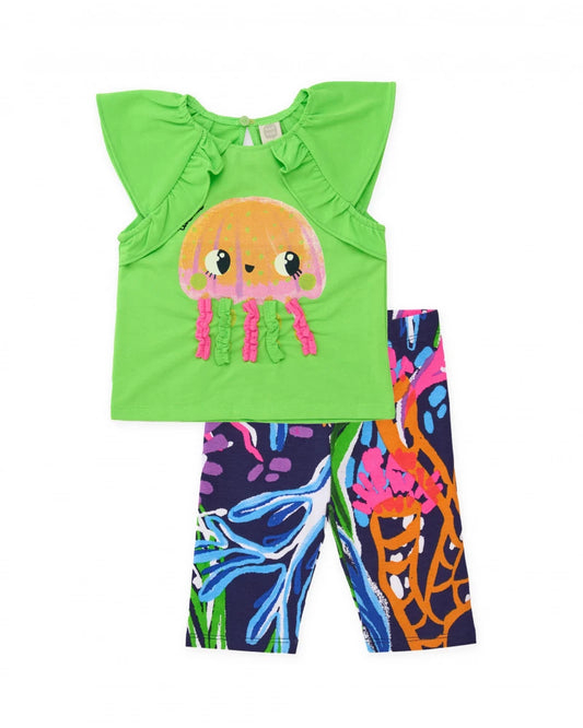 Tuc Tuc Girls T-Shirt and Capri Leggings Set with Raised Appliqués
