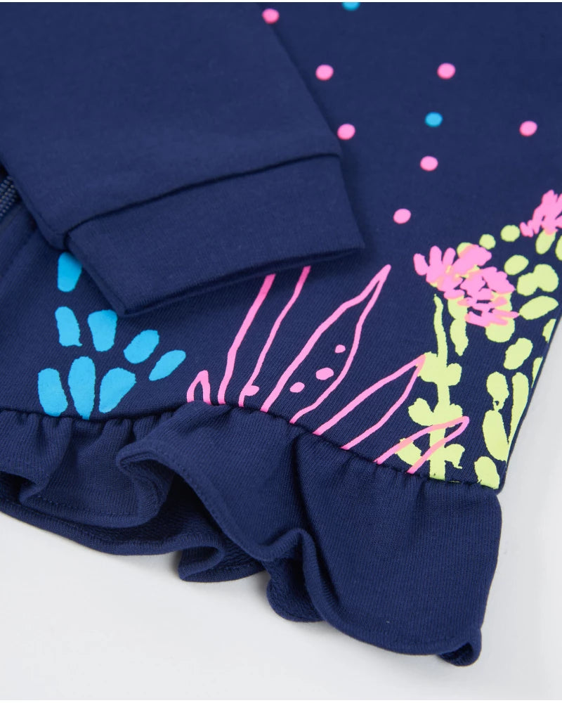 Tuc Tuc Girls Plush Zipped Sweatshirt with Ruffle Hem