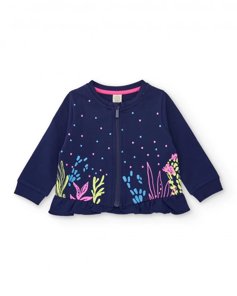 Tuc Tuc Girls Plush Zipped Sweatshirt with Ruffle Hem