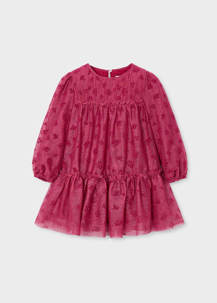 Mayoral Girls Cherry Tulle Printed Dress