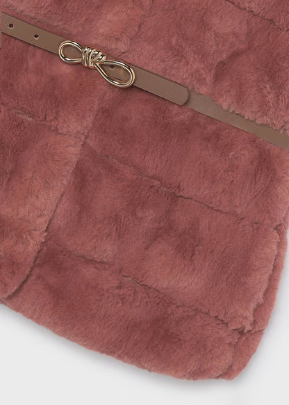 Mayoral Girls Pink Fur Vest with Belt