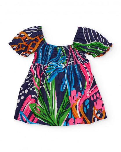 Tuc Tuc Girls Woven Dress with Elasticated Smocking