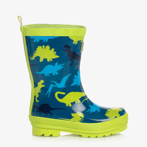 Hatley Boys Blue Real Dinos Rain Boots & Socks