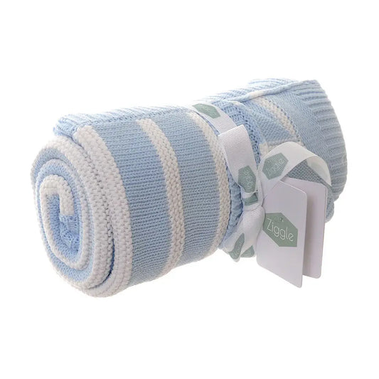 Ziggle Baby Boys Blue and White Stripes Blanket