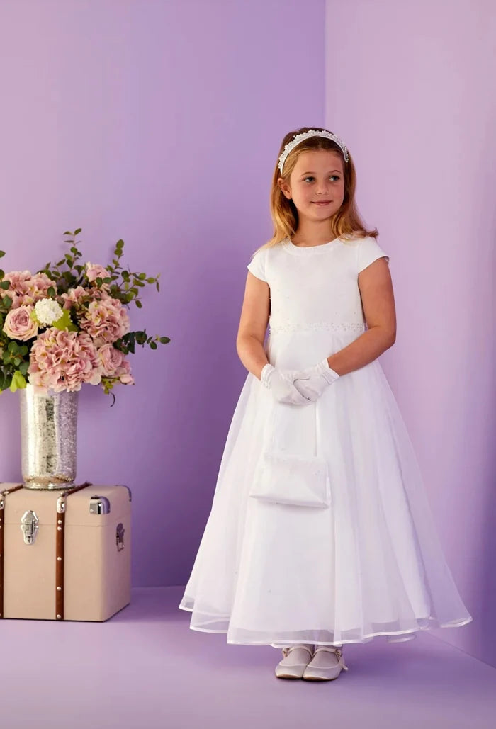 Peridot - White Moira Communion Dress