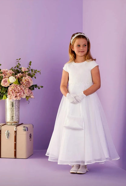 Peridot - White Moira Communion Dress