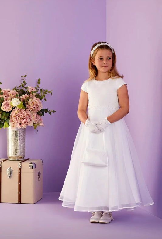 Peridot - White Moira Communion Dress