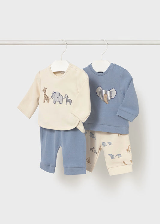 Mayoral Baby Boys Beige Animal Print Top and Bottom Knit Set