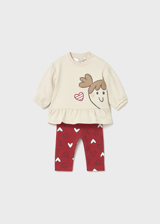 Mayoral Baby Girls 2 Piece Heart Top & Leggings Set