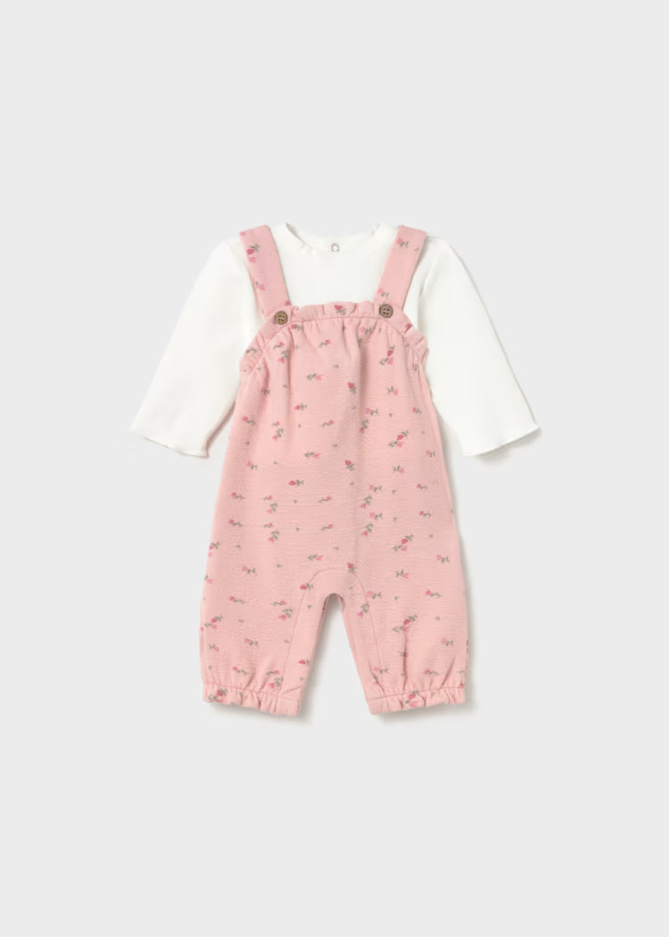 Mayoral Baby Girls Pink Printed Dungarees Set