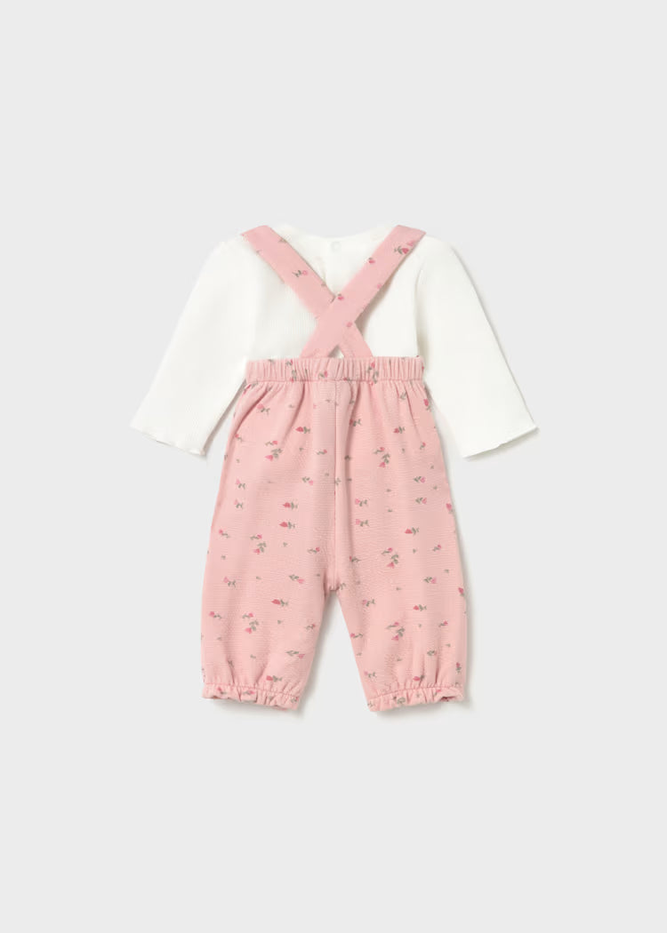 Mayoral Baby Girls Pink Printed Dungarees Set