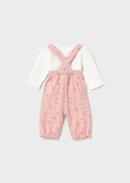 Mayoral Baby Girls Pink Printed Dungarees Set