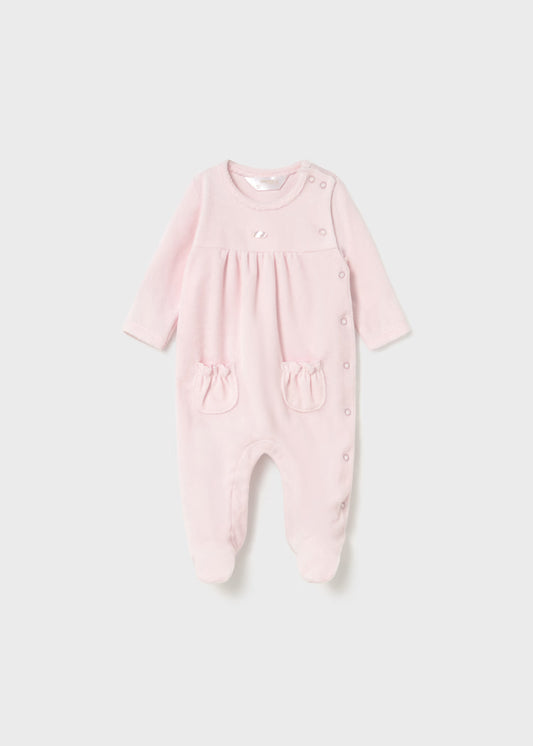 Mayoral Rose Baby Girls Pink Fleeced Babygrow