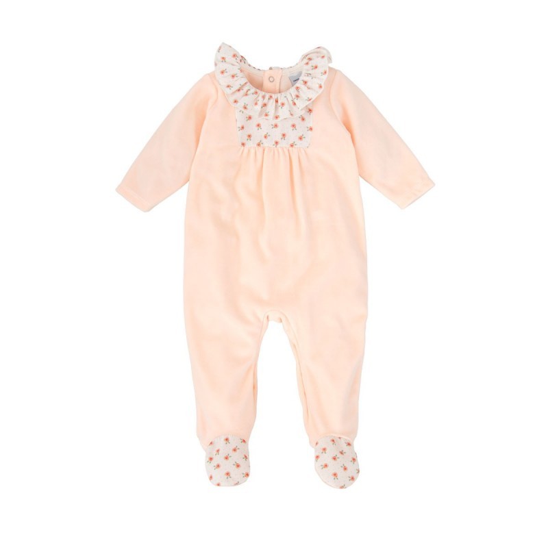 Babidu Baby Girls soft Babygrow with frill collar