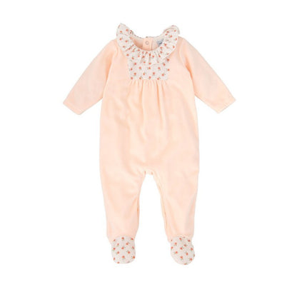Babidu Baby Girls soft Babygrow with frill collar