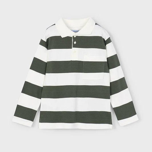 Mayoral Boys Olive Striped Polo Shirt