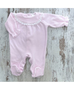 Deolinda lace detail babygrow - baby pink