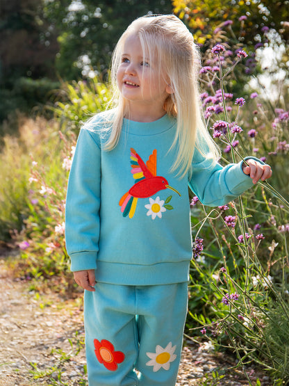 Frugi Girls Blue Lichen/Hummingbird Easy On Jumper