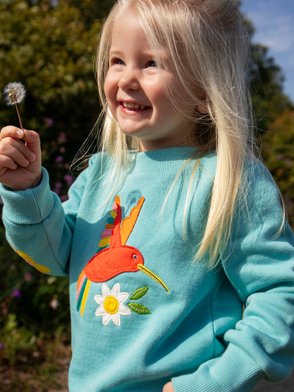 Frugi Girls Blue Lichen/Hummingbird Easy On Jumper