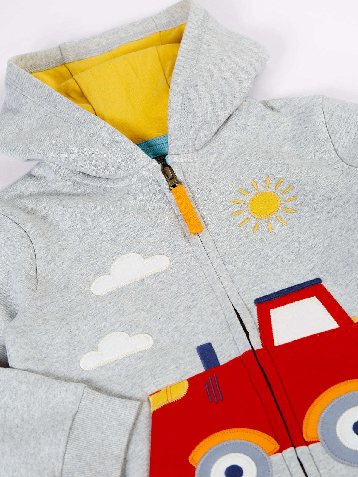 Frugi Baby Boys Grey Tractor Hoodie